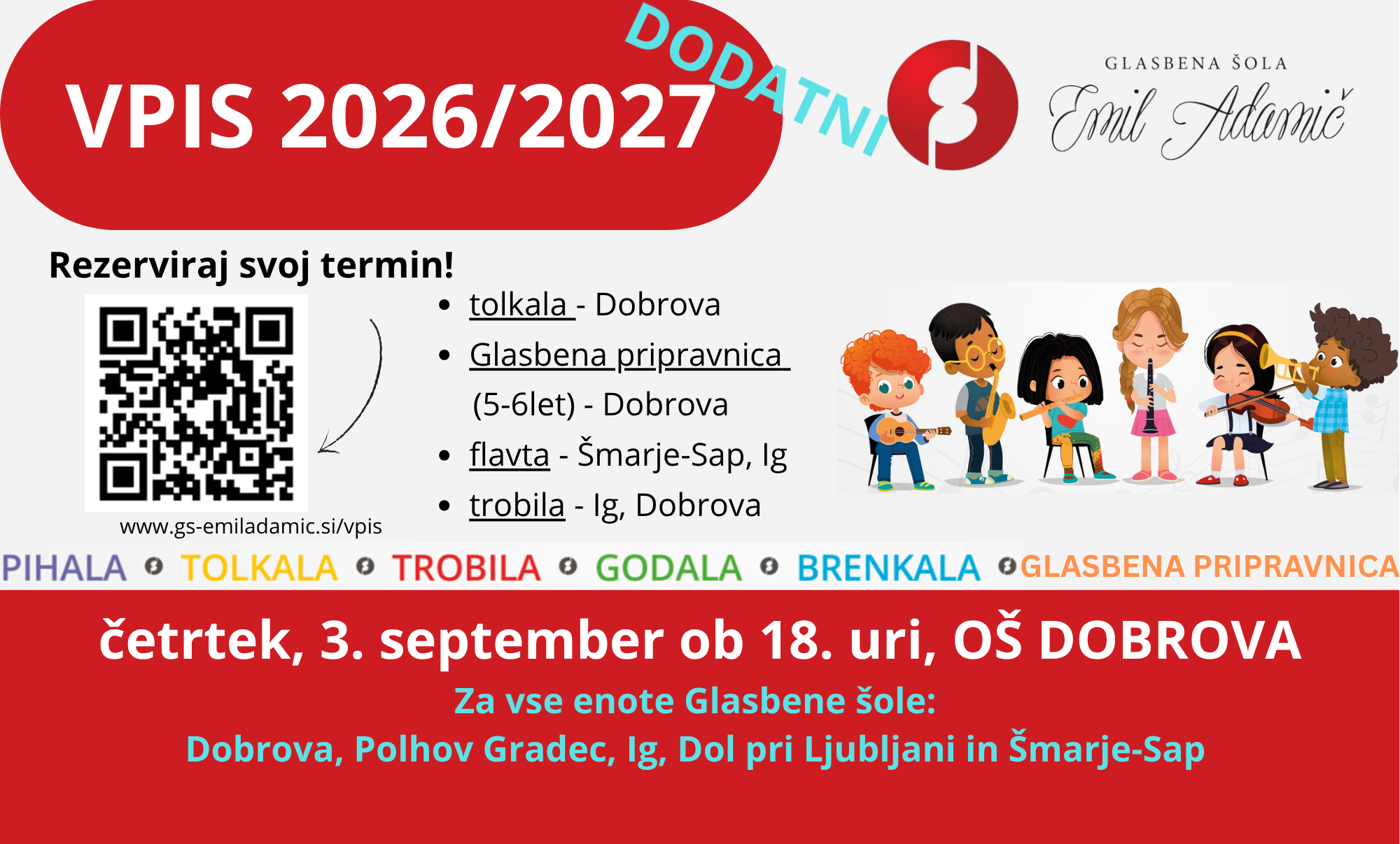 DODATNI Sprejemni preizkusi 2026 – Dobrova